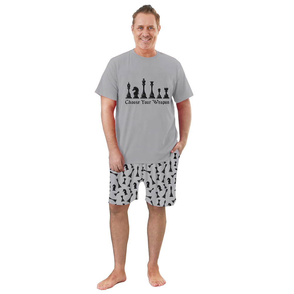 Chess Lover Pajamas Tshirts And Shorts Gray Chess Lover Pajamas Tshirts And Shorts Gray