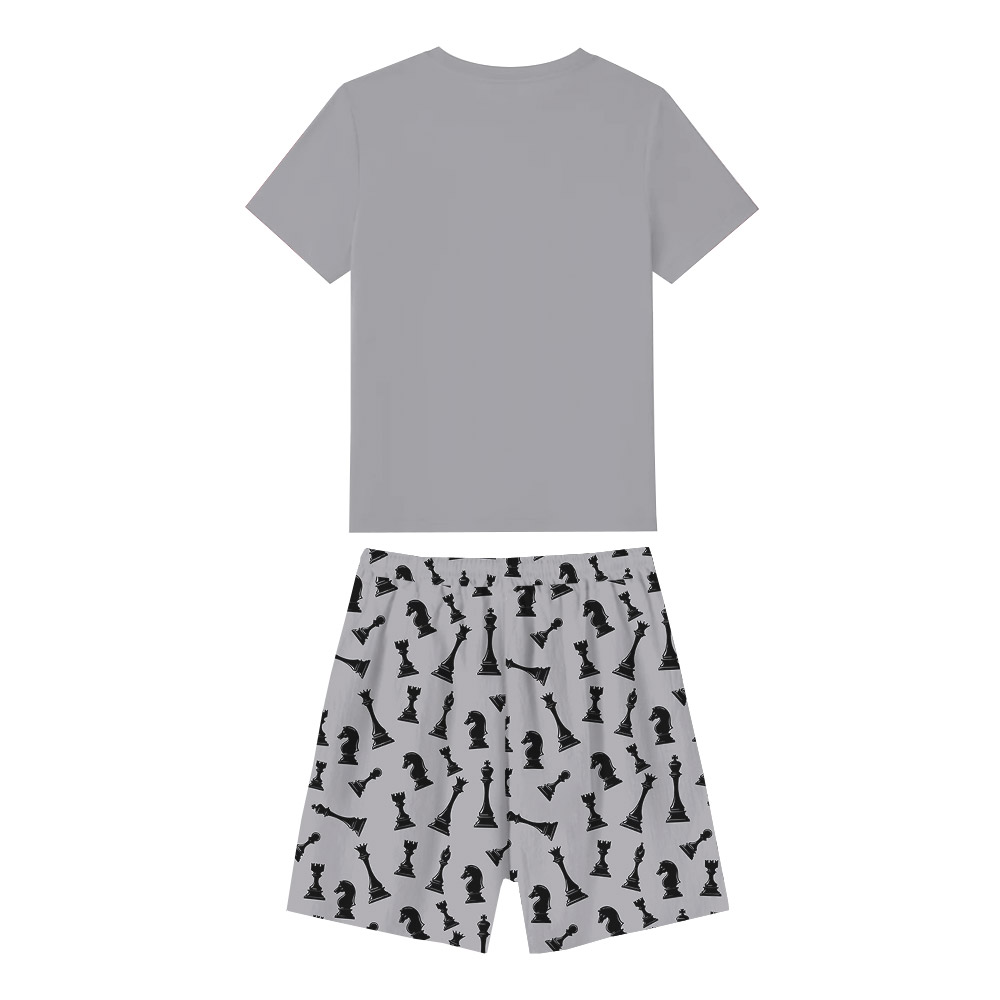 Chess Lover Pajamas Tshirts And Shorts Gray Chess Lover Pajamas Tshirts And Shorts Gray