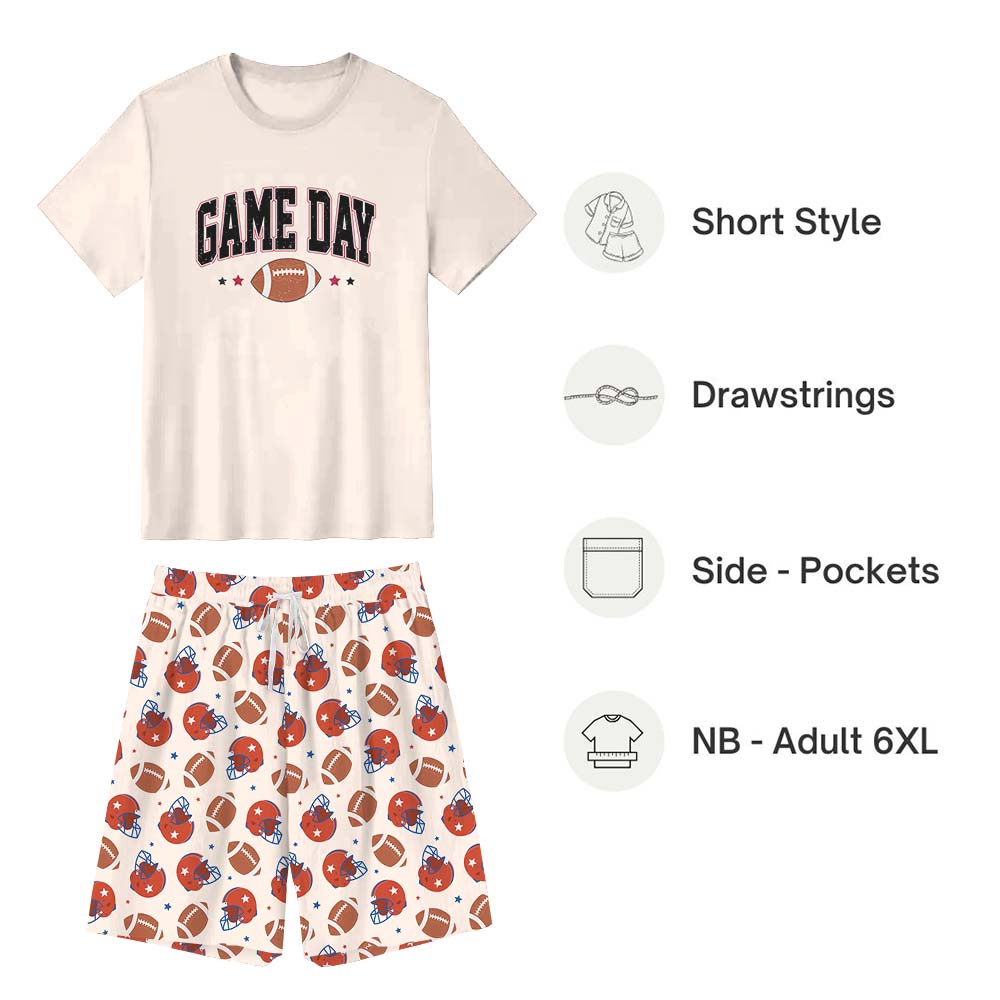 Short Sleeves Game Day Football Themed Family Pajamas