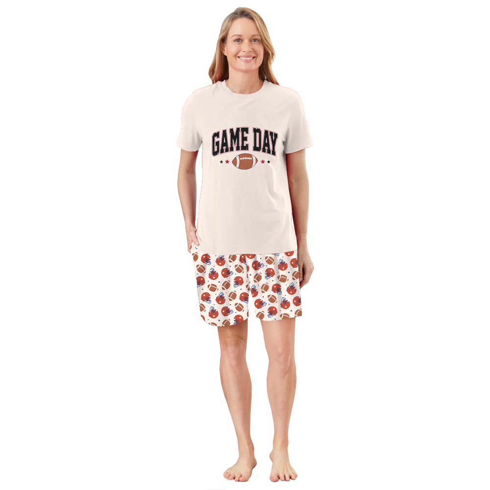 Short Sleeves Game Day Football Themed Family Pajamas