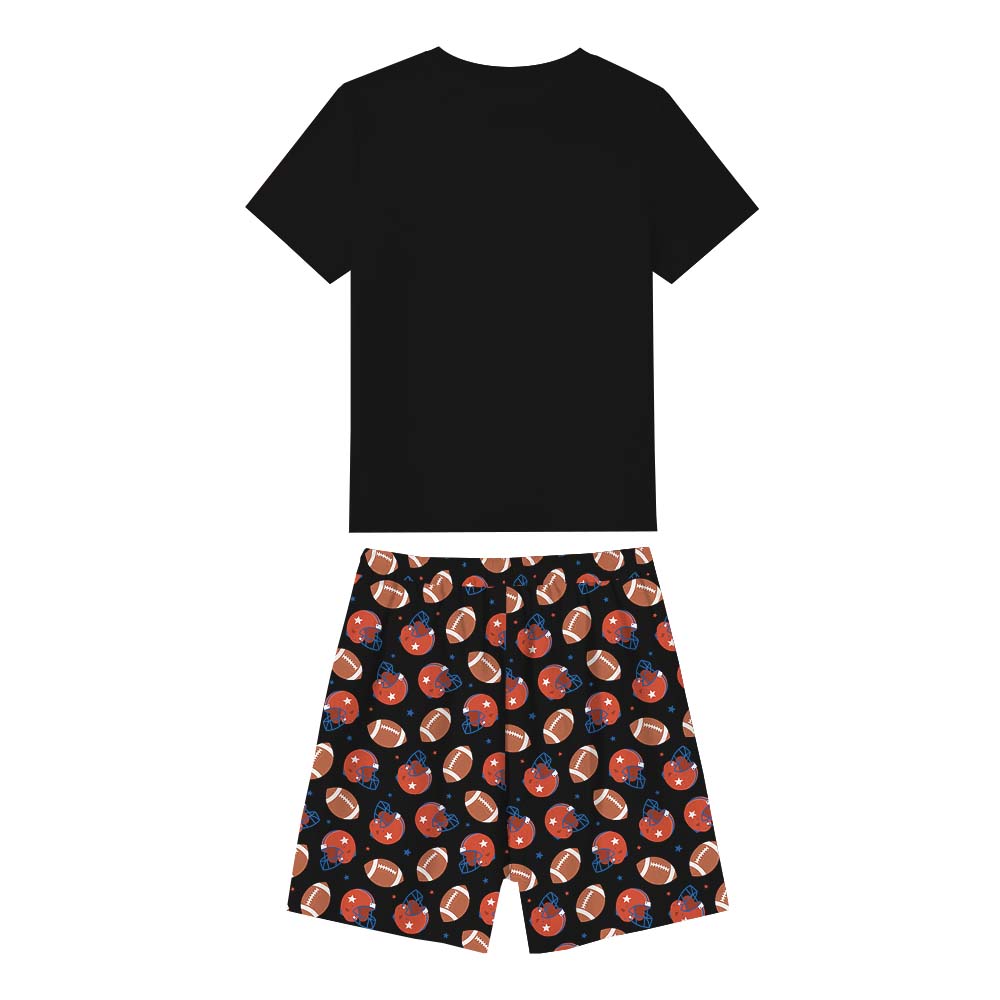 Game Day Football Themed Jammies Matching Short Sleeves Black Game Day Football Themed Jammies Matching Short Sleeves Black