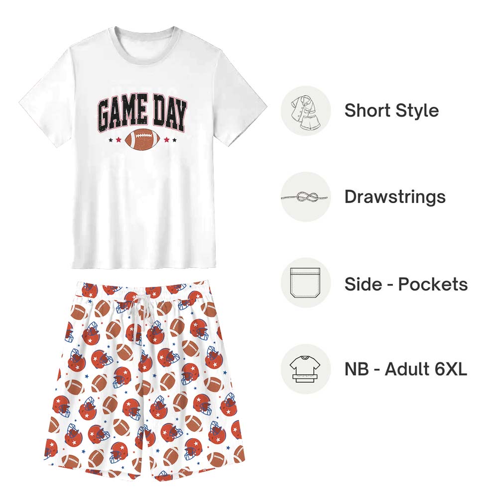 Game Day Football Themed Pajamas Short Sets