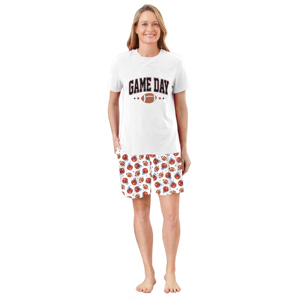 Game Day Football Themed Pajamas Short Sets