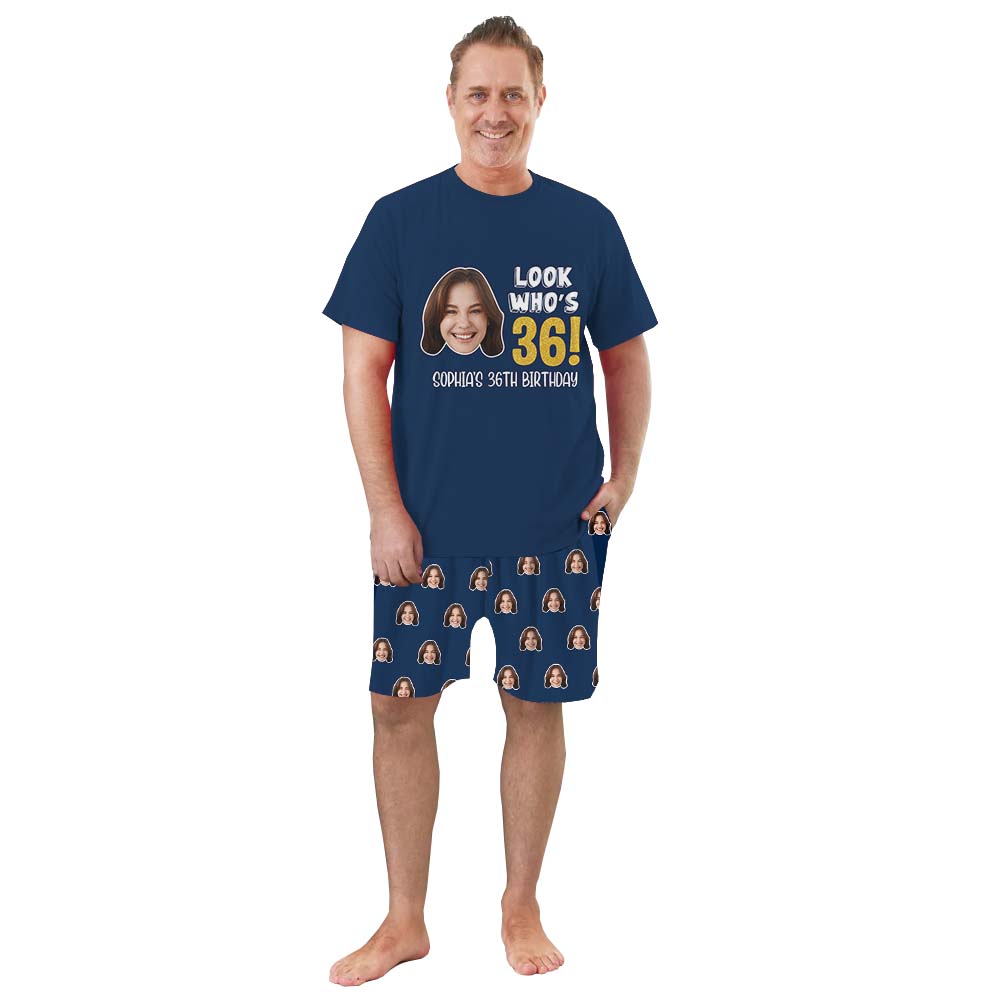 Custom Face And Name Short Sleeve Matching Pajamas For Birthday Custom Face And Name Short Sleeve Matching Pajamas For Birthday