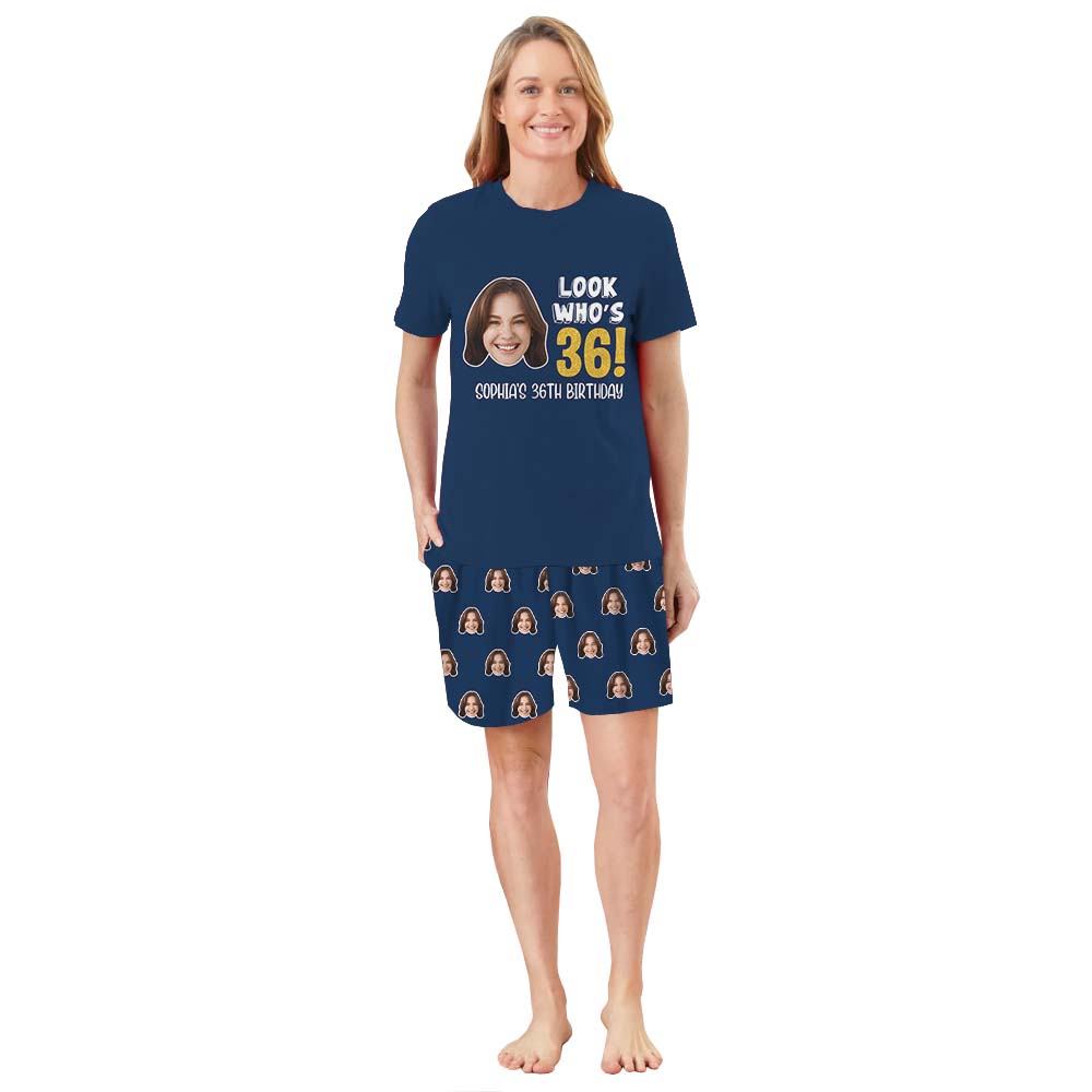 Custom Face And Name Short Sleeve Matching Pajamas For Birthday Custom Face And Name Short Sleeve Matching Pajamas For Birthday