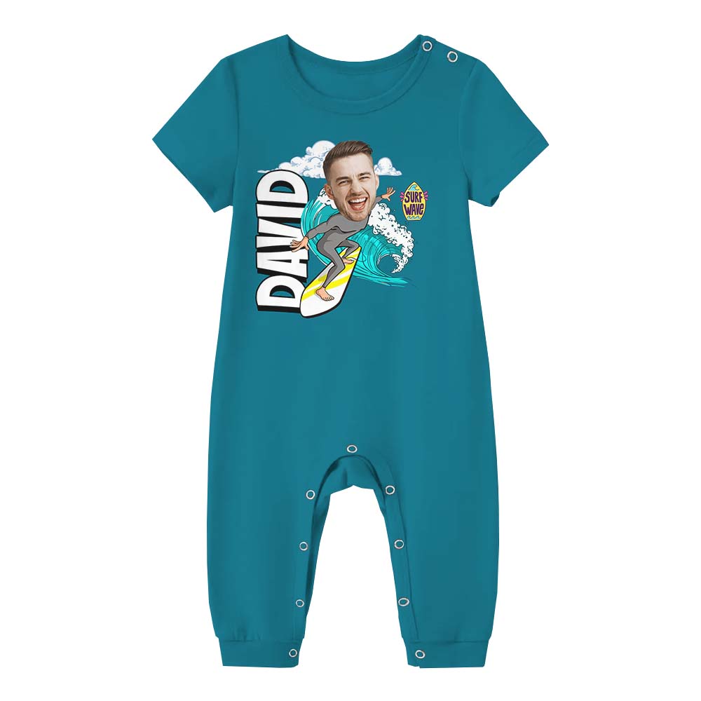 Personalized Surfing Caricature Short Sleeve Matching Pajamas Personalized Surfing Caricature Short Sleeve Matching Pajamas