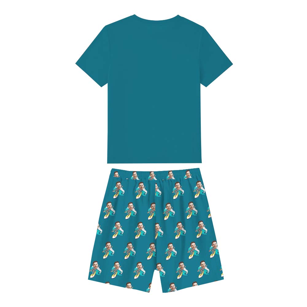 Personalized Surfing Caricature Short Sleeve Matching Pajamas Personalized Surfing Caricature Short Sleeve Matching Pajamas