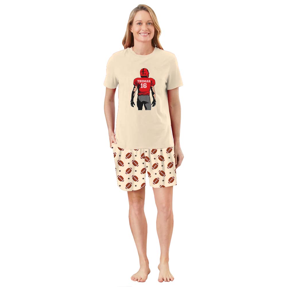 Unique Custom Football Shirt Short Sleeve Matching Pajamas