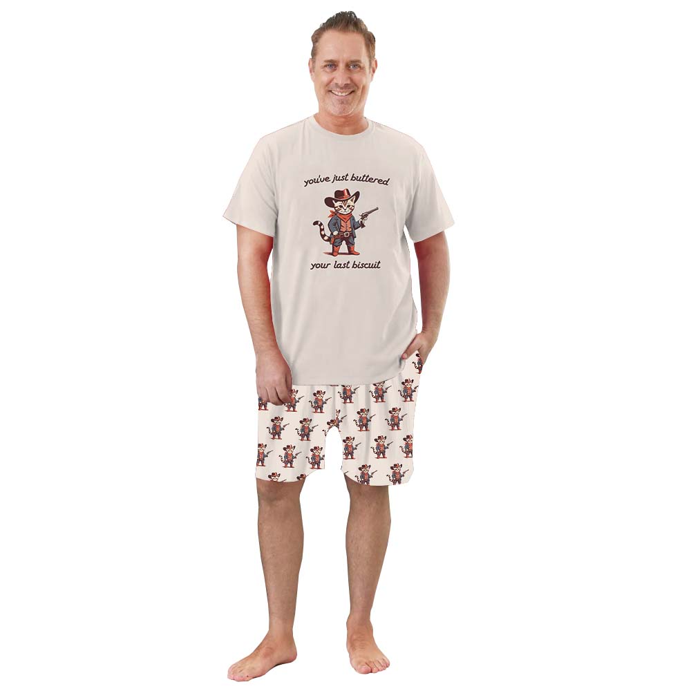 Funny Cowboy Cat Pajamas Short Sets Funny Cowboy Cat Pajamas Short Sets