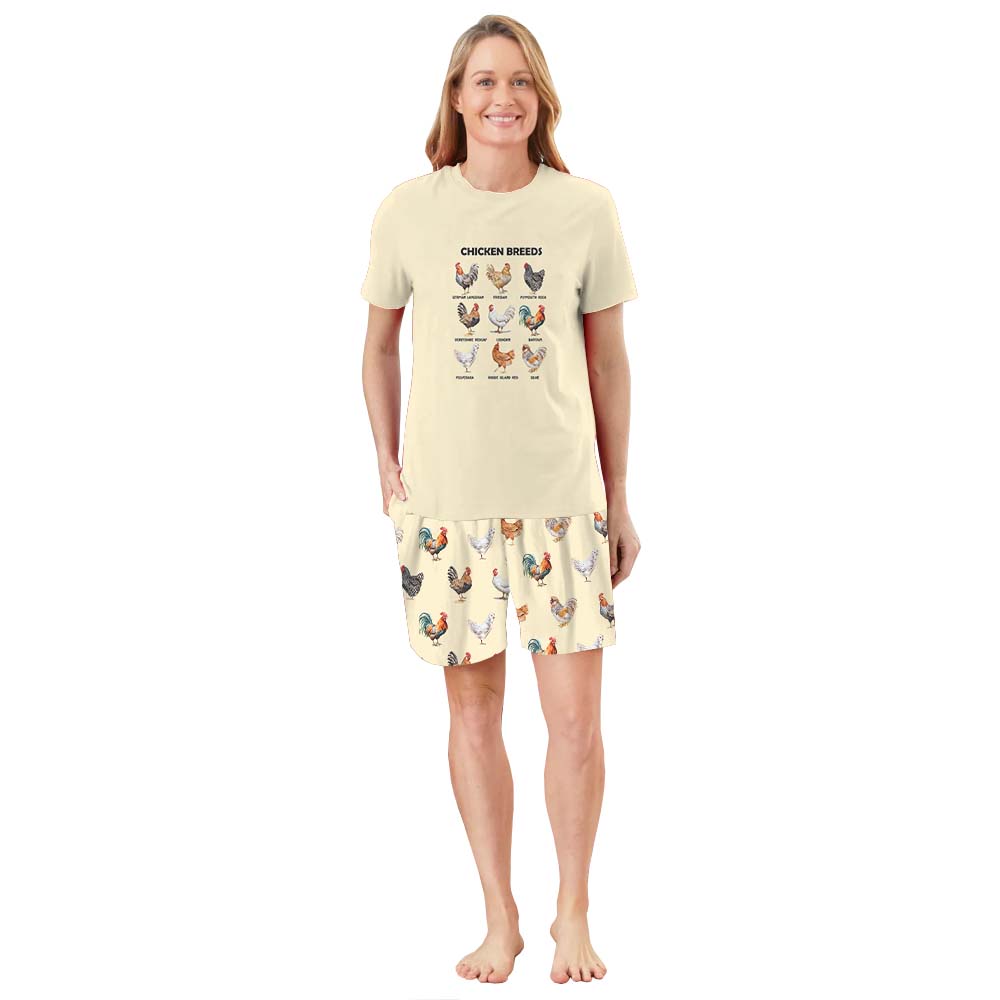Funny Chicken Breed Jammies Matching Short Sleeves