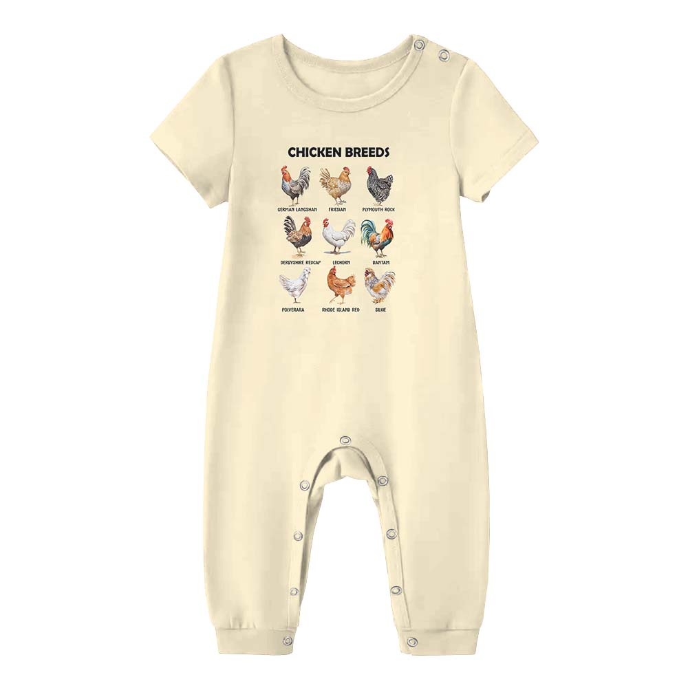 Funny Chicken Breed Jammies Matching Short Sleeves