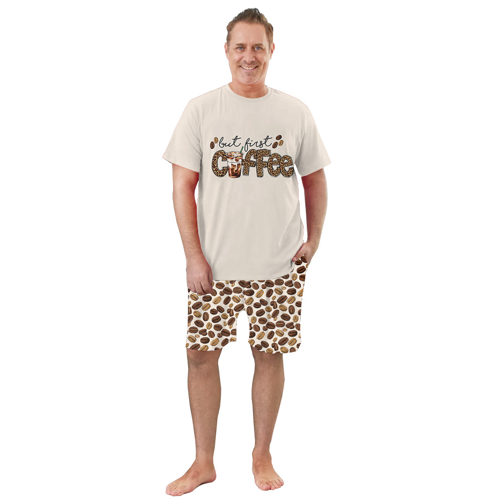 Funny But First Coffee Pajamas With Leopard Pattern Funny But First Coffee Pajamas With Leopard Pattern