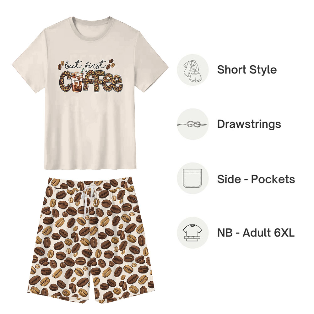 Funny But First Coffee Pajamas With Leopard Pattern Funny But First Coffee Pajamas With Leopard Pattern