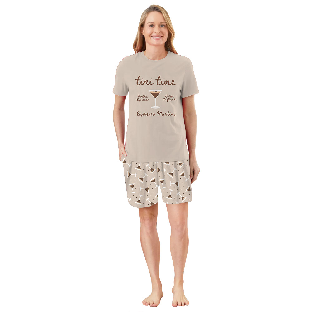 Sweet Espresso Martini Pajamas For Cocktail Lovers Light Brown Sweet Espresso Martini Pajamas For Cocktail Lovers Light Brown