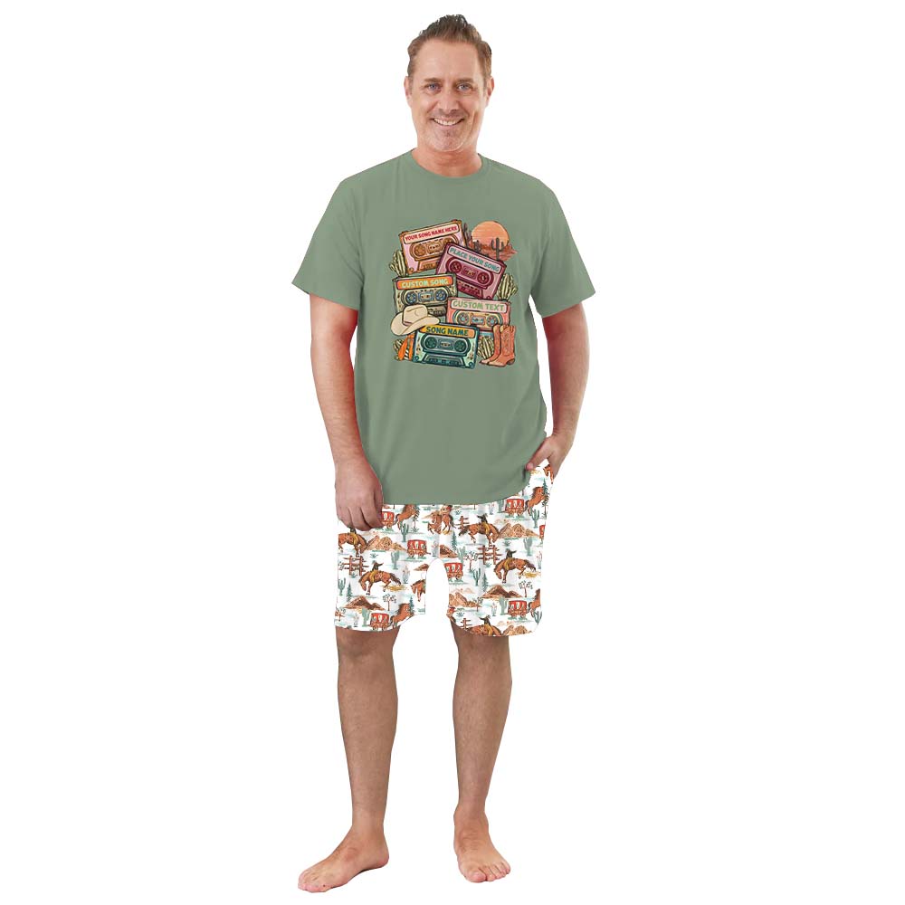 Custom Cassette Tape Shirt Short Sleeve Matching Pajamas Custom Cassette Tape Shirt Short Sleeve Matching Pajamas