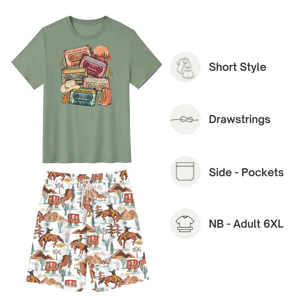 Custom Cassette Tape Shirt Short Sleeve Matching Pajamas Custom Cassette Tape Shirt Short Sleeve Matching Pajamas