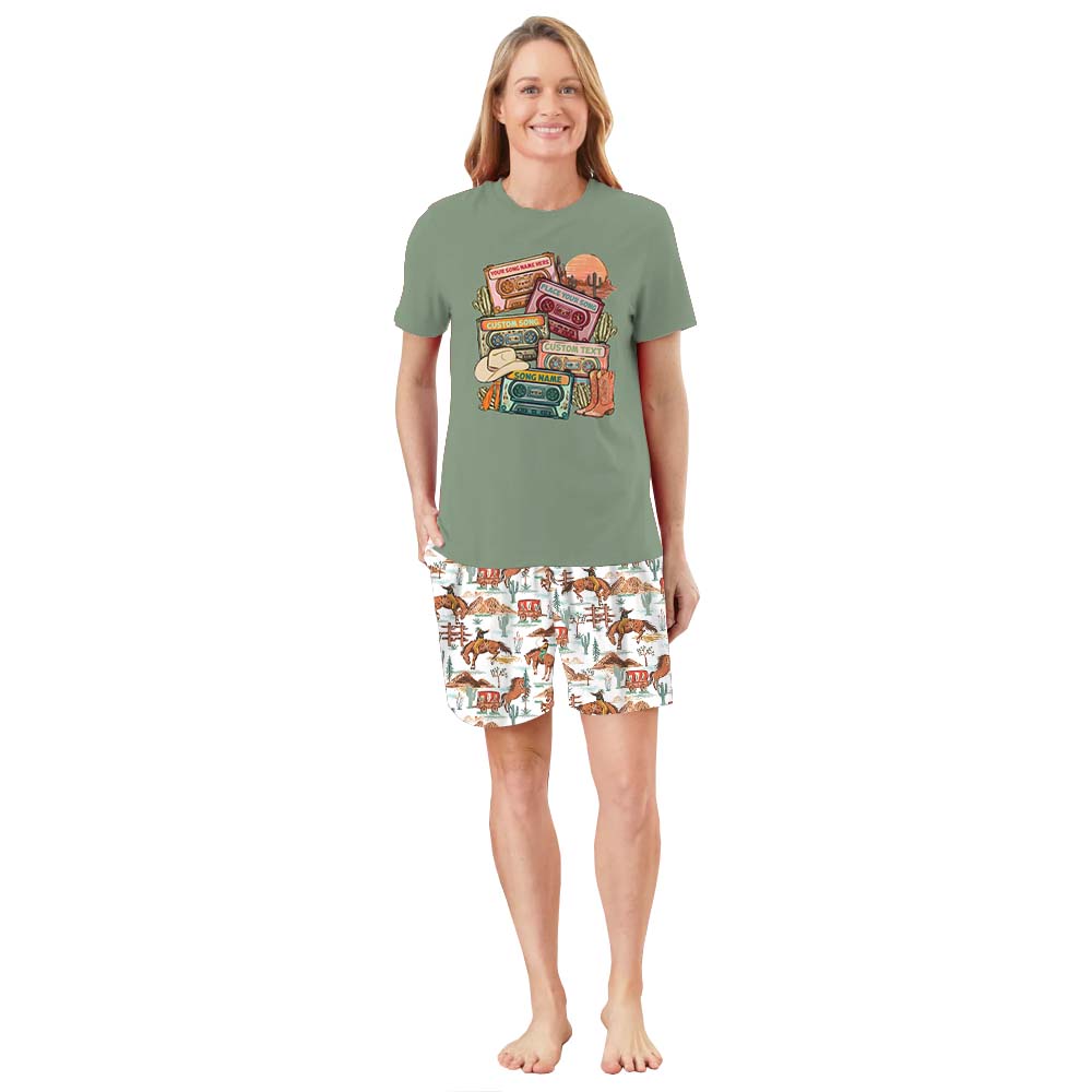 Custom Cassette Tape Shirt Short Sleeve Matching Pajamas Custom Cassette Tape Shirt Short Sleeve Matching Pajamas