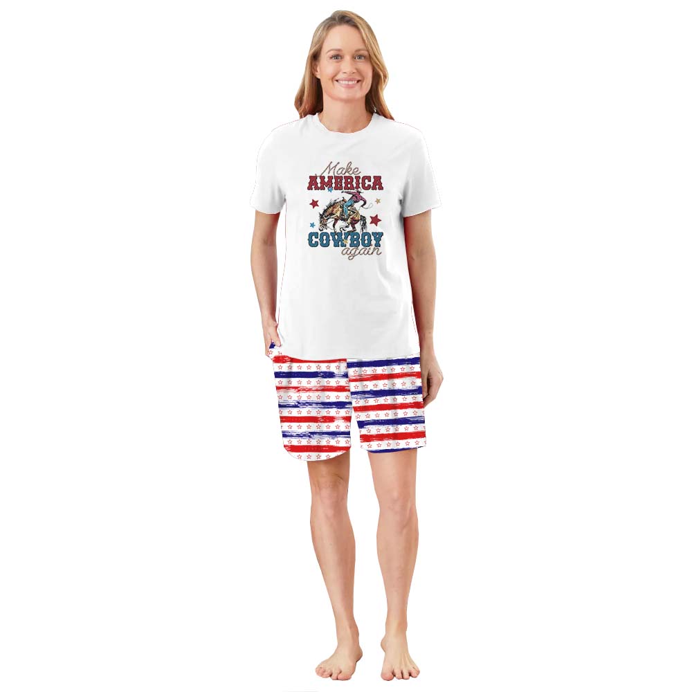 Make America Cowboy Again Pajamas Short Sets Make America Cowboy Again Pajamas Short Sets