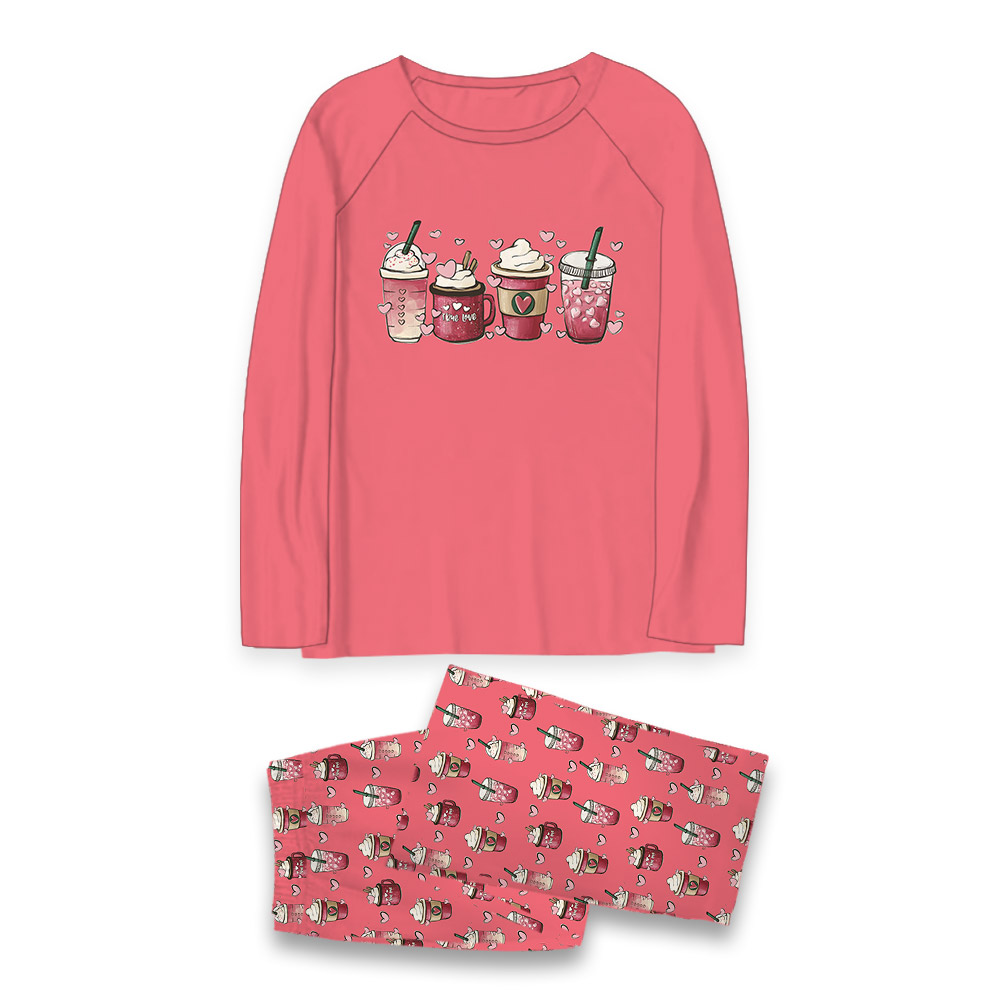 Cute Coffee Theme Matching Mom Dad And Dog Pajamas Pink Cute Coffee Theme Matching Mom Dad And Dog Pajamas Pink