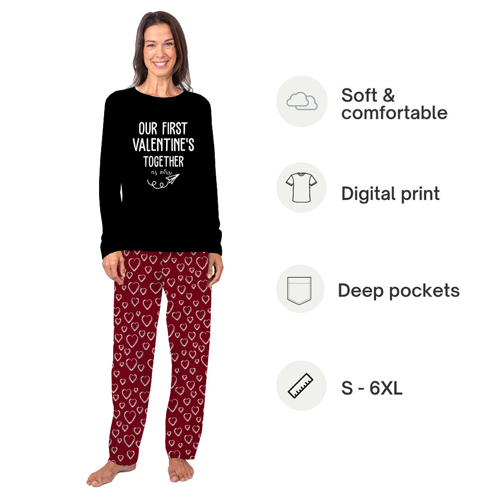 Personalized Our First Valentine Together Couple Pajamas Personalized Our First Valentine Together Couple Pajamas