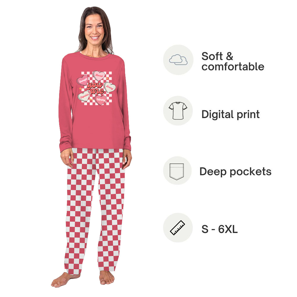 Sweet Matching Valentine's Day Pajamas For Family Checkred Sweet Matching Valentine's Day Pajamas For Family Checkred