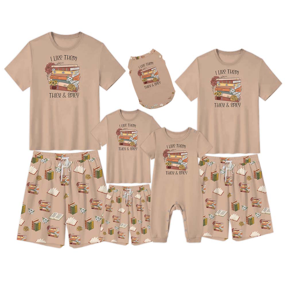 I Like Them Thick and Spicy Book Short Sleeve Matching Pajamas I Like Them Thick and Spicy Book Short Sleeve Matching Pajamas