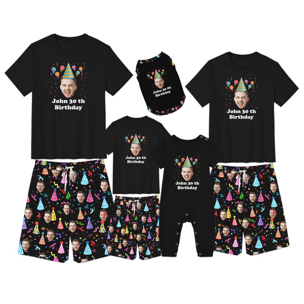 Custom Face Birthday Short Sleeve Matching Pajamas Custom Face Birthday Short Sleeve Matching Pajamas