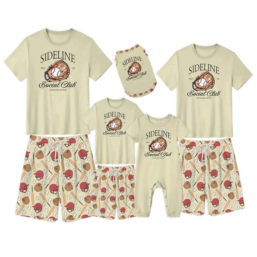 Personalized Two Sided Baseball Pajamas For Family And Pets Short Sleeves Personalized Two Sided Baseball Pajamas For Family And Pets Short Sleeves