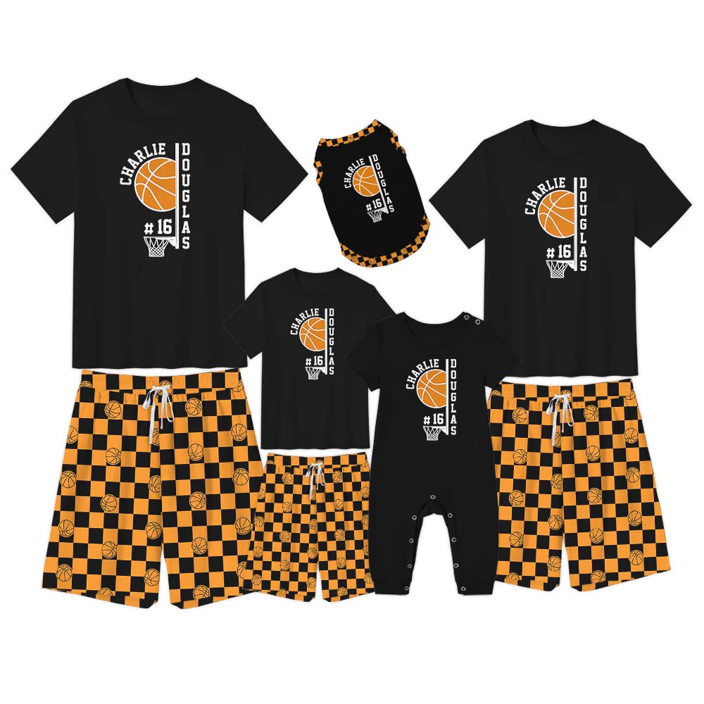 Unique Basketball Short Sleeve Matching Pajamas