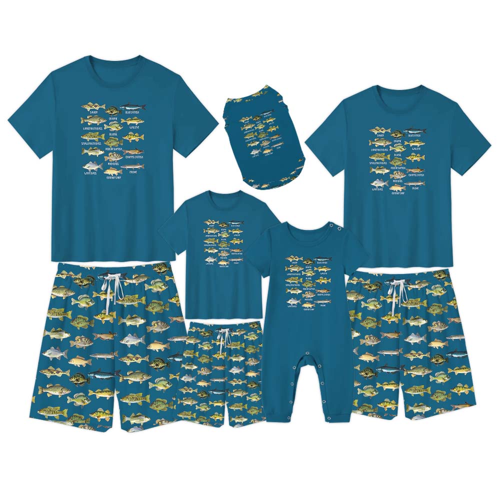North American Fish Short Sleeve Matching Pajamas North American Fish Short Sleeve Matching Pajamas