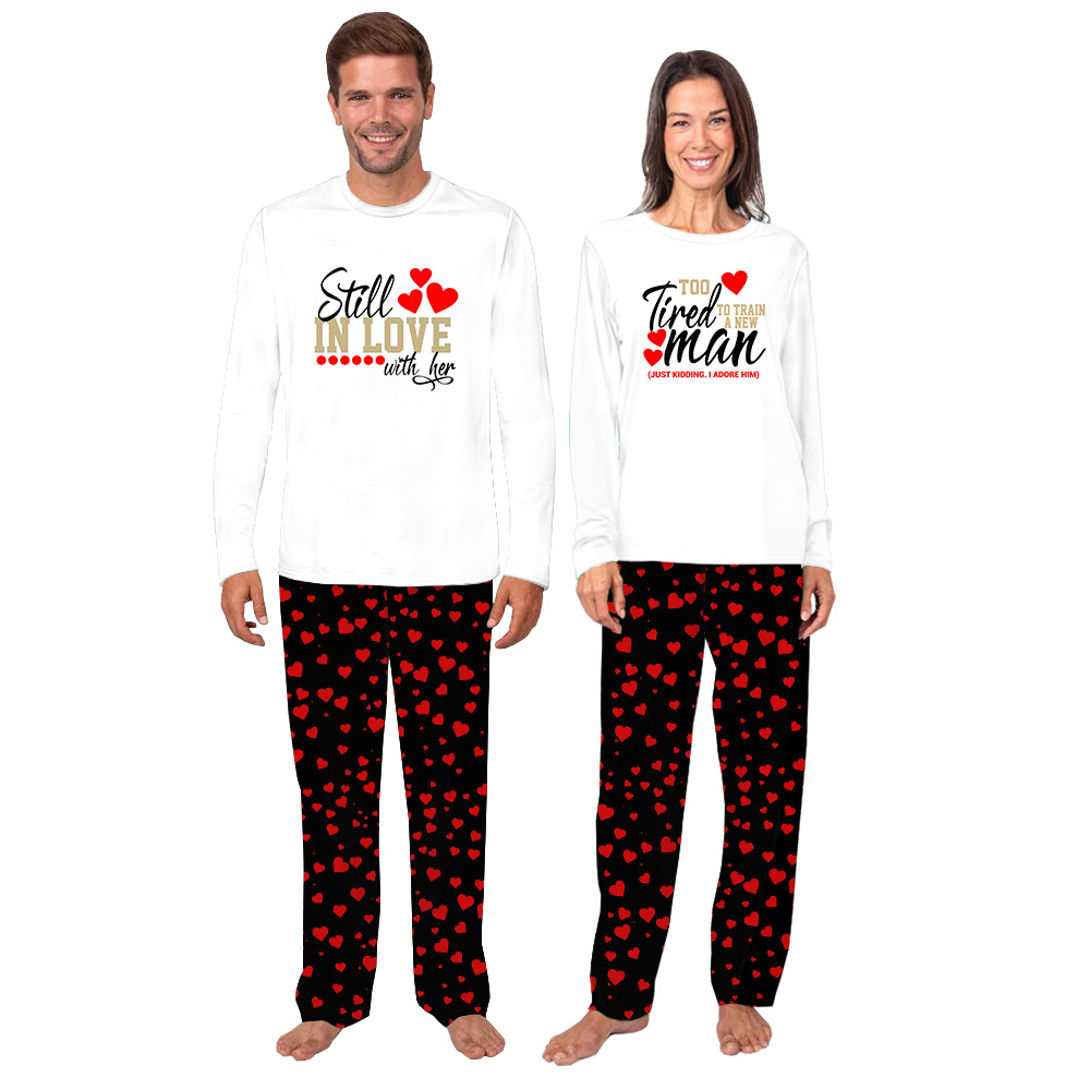 Funny Couple Pajamas For Valentines Day With Plus Size