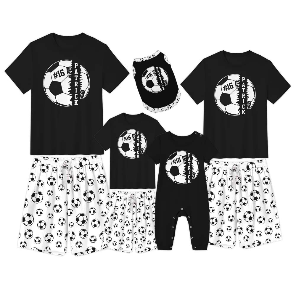 Custom Soccer Short Sleeve Matching Pajamas Custom Soccer Short Sleeve Matching Pajamas
