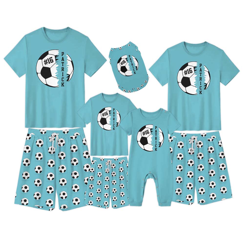 Short Personalized Soccer Family Dog And Owner Matching Christmas Pajamas Short Personalized Soccer Family Dog And Owner Matching Christmas Pajamas