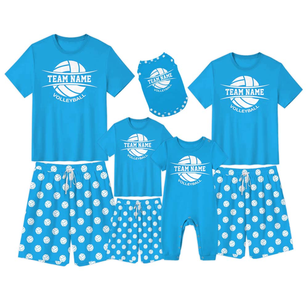 Personalized Volleyball Sports Team Pajamas Short Sets Blue Personalized Volleyball Sports Team Pajamas Short Sets Blue