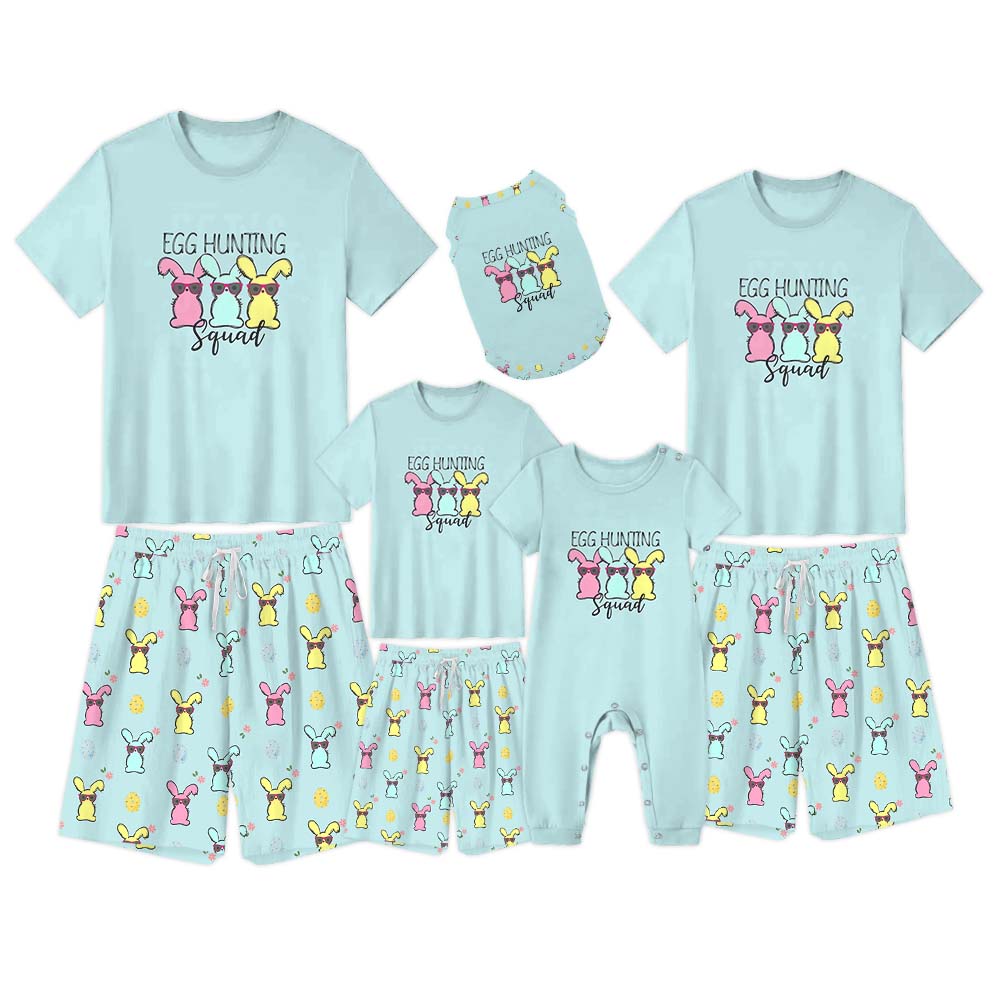 Egg Hunting Squad Pajamas Short Sets