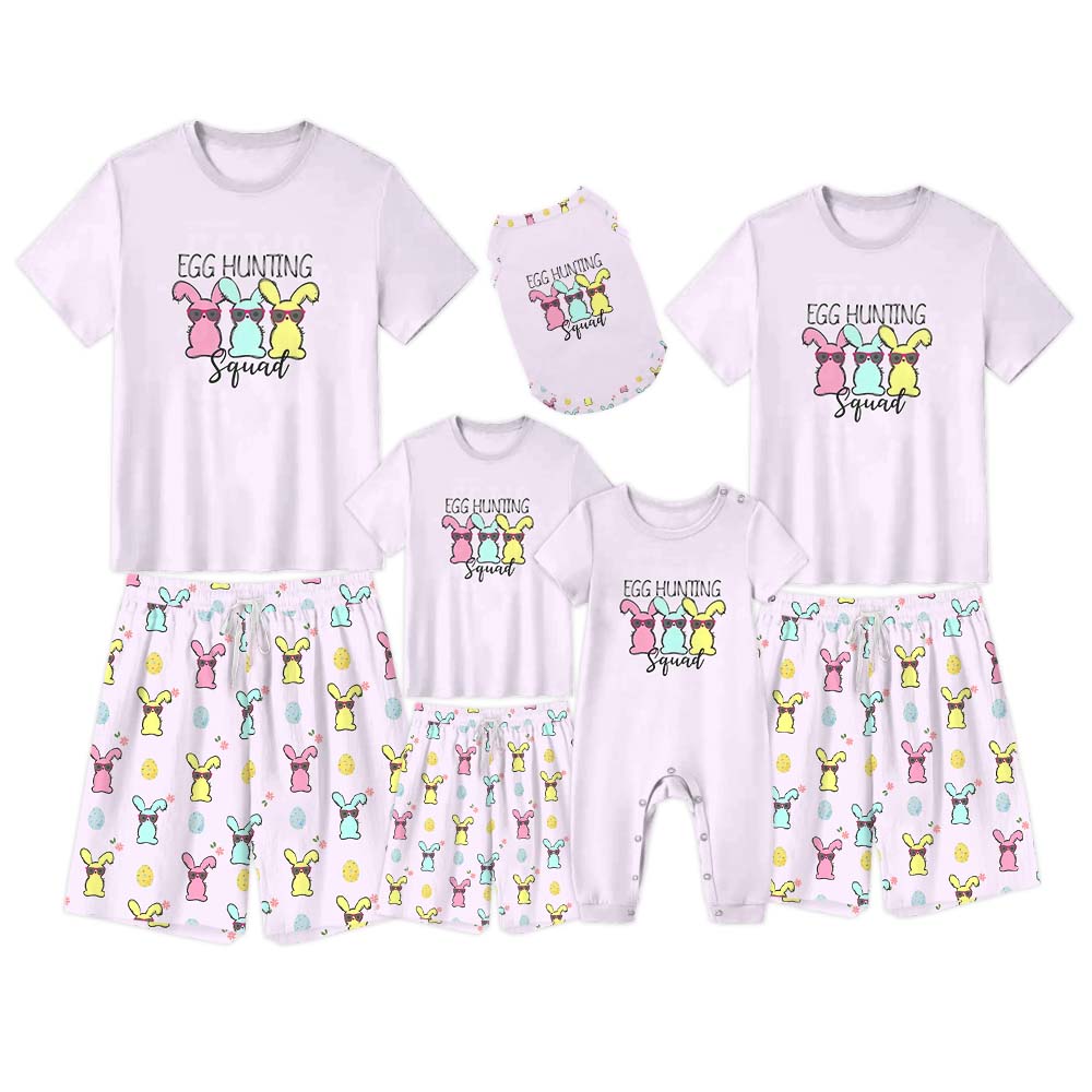 Egg Hunting Squad Short Sleeve Matching Holiday Pajamas