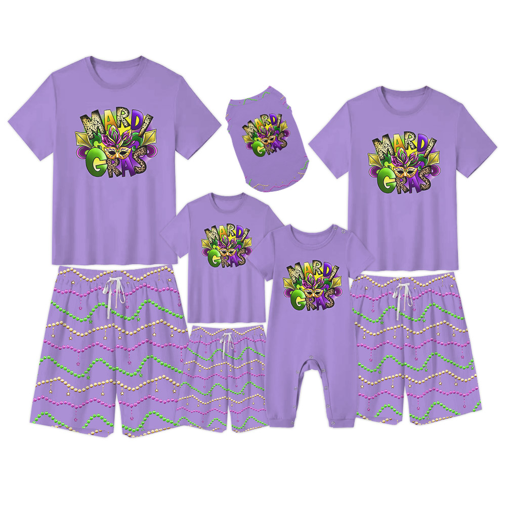 Festive Mardi Gras T-shirt And Shorts Purple