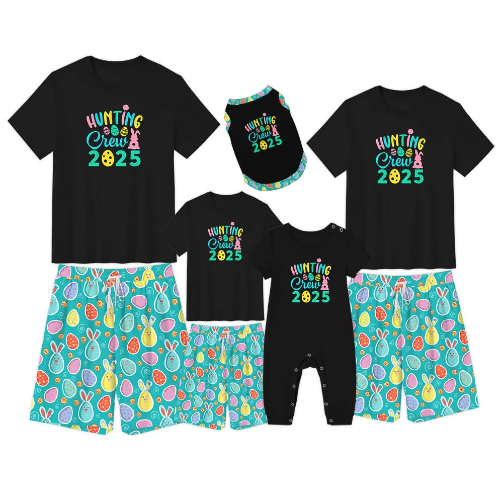 Festive Hunting Crew 2025 Pajamas Short Sets