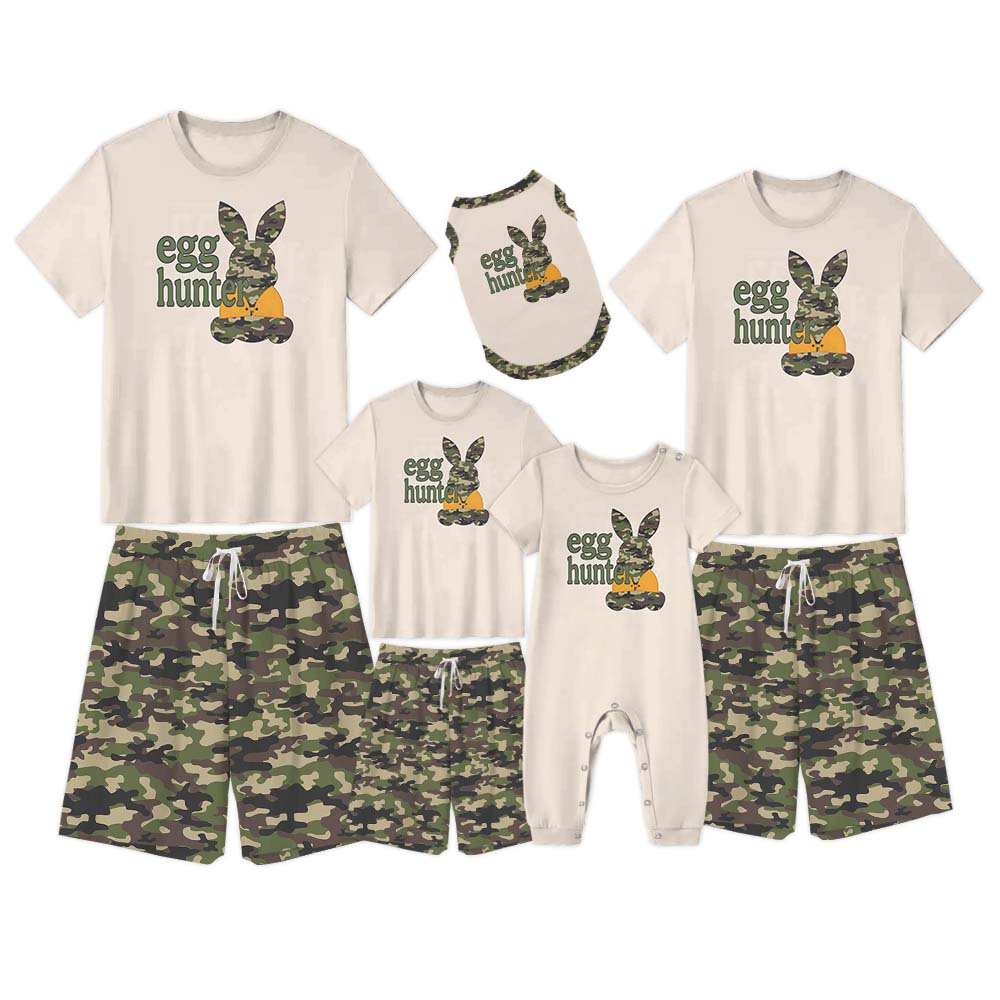 Camo Egg Hunter Easter Bunny Short Sleeve Pajama Set