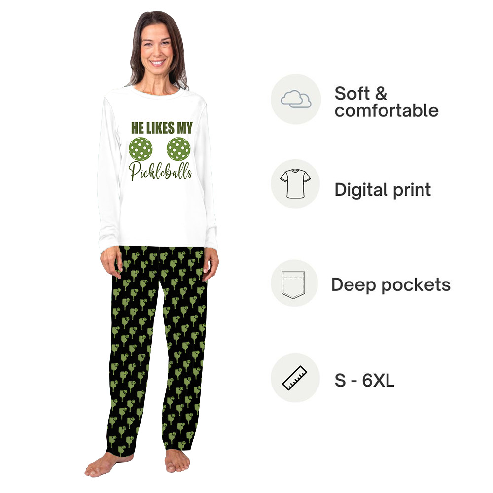 Funny His and Her Matching Pajamas With Pickleball Theme Funny His and Her Matching Pajamas With Pickleball Theme