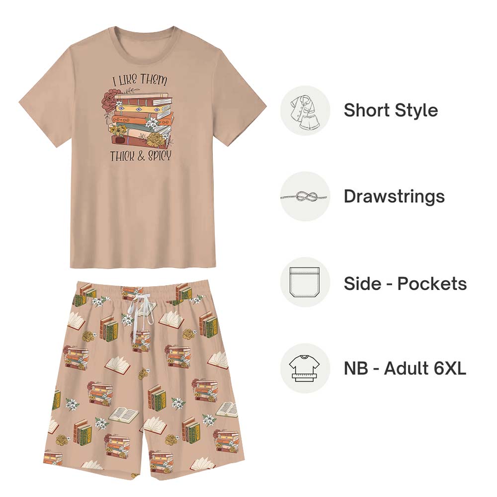 I Like Them Thick and Spicy Book Short Sleeve Matching Pajamas I Like Them Thick and Spicy Book Short Sleeve Matching Pajamas