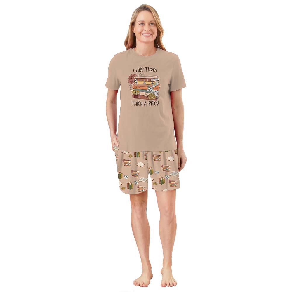 I Like Them Thick and Spicy Book Short Sleeve Matching Pajamas I Like Them Thick and Spicy Book Short Sleeve Matching Pajamas