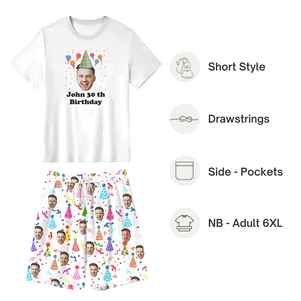 Funny Birthday Shirt Pajamas Short Sets White Funny Birthday Shirt Pajamas Short Sets White
