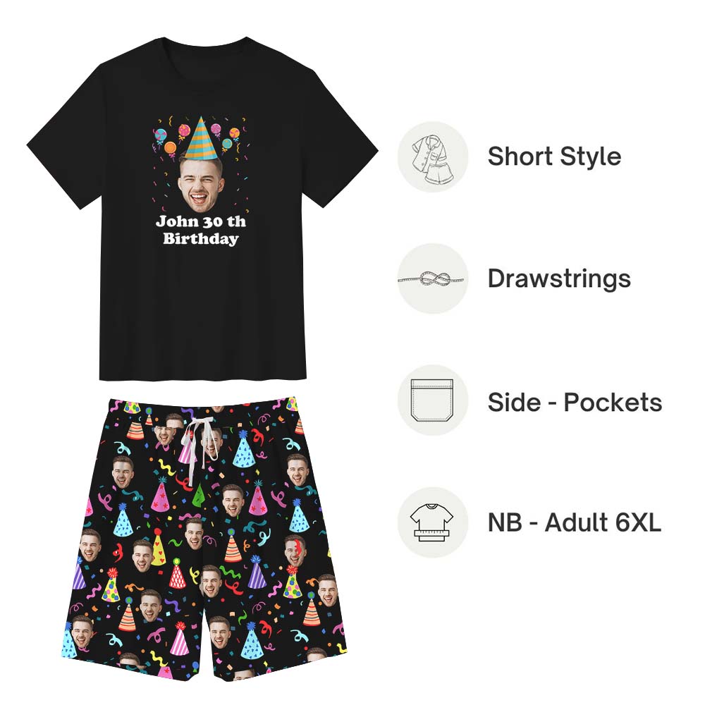 Custom Face Birthday Short Sleeve Matching Pajamas Custom Face Birthday Short Sleeve Matching Pajamas