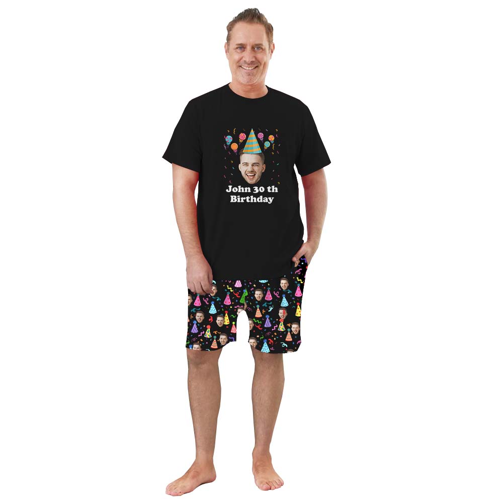 Custom Face Birthday Short Sleeve Matching Pajamas Custom Face Birthday Short Sleeve Matching Pajamas