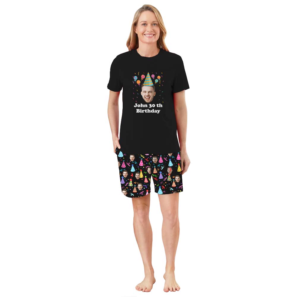 Custom Face Birthday Short Sleeve Matching Pajamas Custom Face Birthday Short Sleeve Matching Pajamas