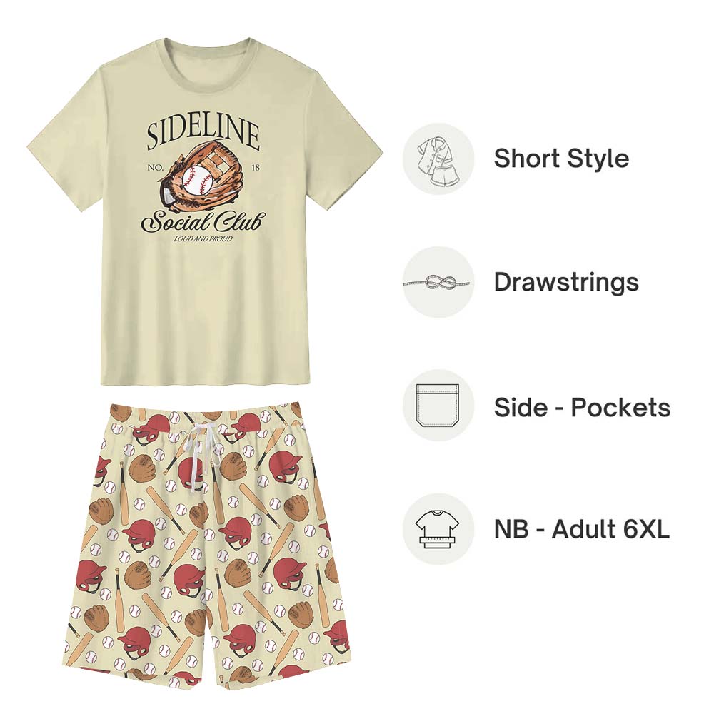 Personalized Two Sided Baseball Pajamas For Family And Pets Short Sleeves Personalized Two Sided Baseball Pajamas For Family And Pets Short Sleeves
