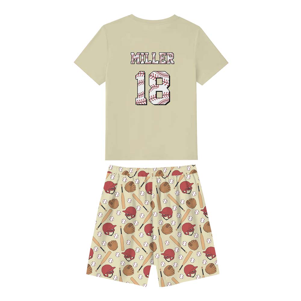 Personalized Two Sided Baseball Pajamas For Family And Pets Short Sleeves Personalized Two Sided Baseball Pajamas For Family And Pets Short Sleeves