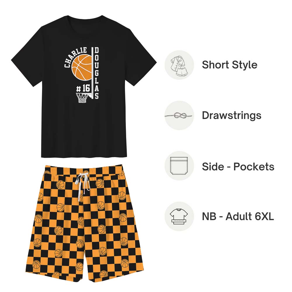 Unique Basketball Short Sleeve Matching Pajamas