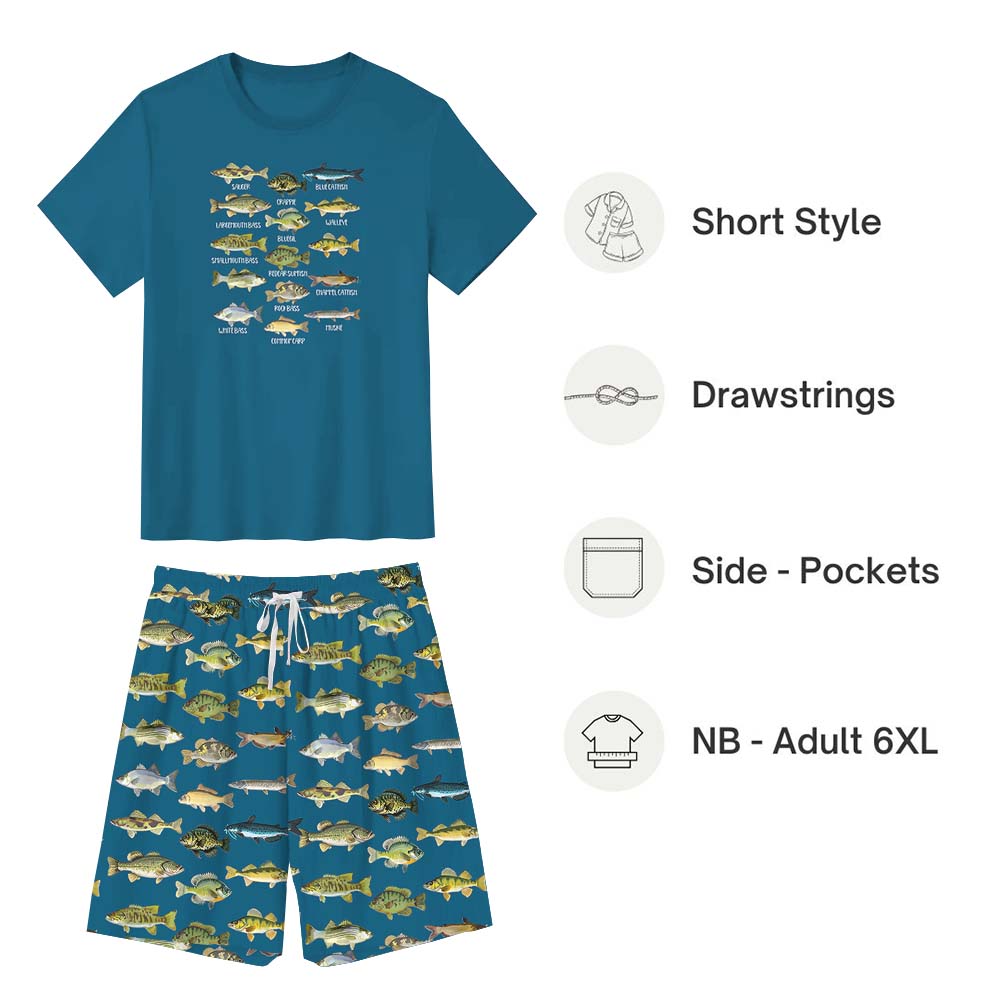 North American Fish Short Sleeve Matching Pajamas North American Fish Short Sleeve Matching Pajamas